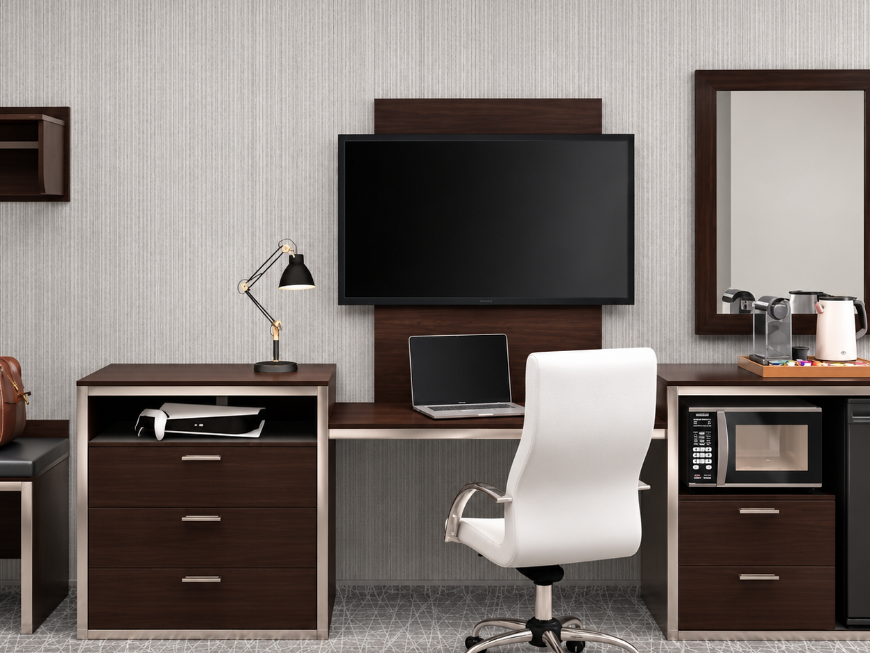 modern hotel desk with chair 